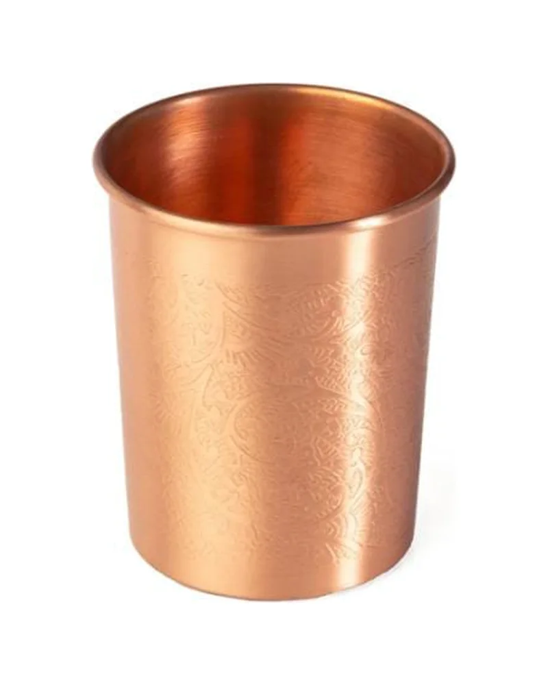 Copper cup with fine all-over floral engraving